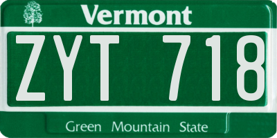 VT license plate ZYT718