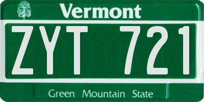 VT license plate ZYT721