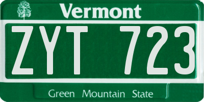 VT license plate ZYT723