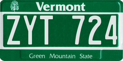 VT license plate ZYT724