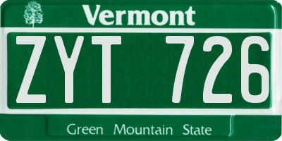 VT license plate ZYT726