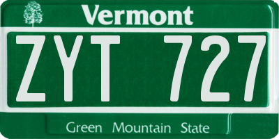 VT license plate ZYT727