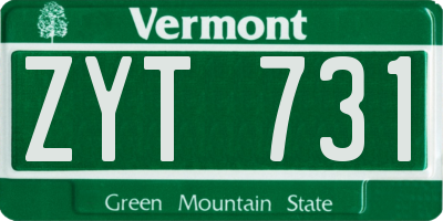 VT license plate ZYT731