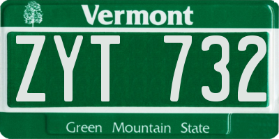 VT license plate ZYT732