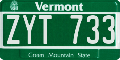 VT license plate ZYT733