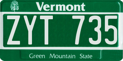 VT license plate ZYT735