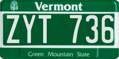 VT license plate ZYT736