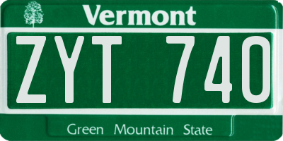 VT license plate ZYT740