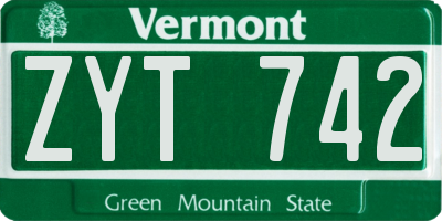 VT license plate ZYT742