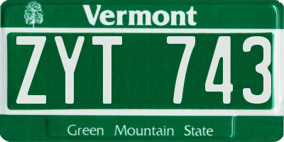 VT license plate ZYT743