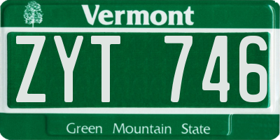 VT license plate ZYT746