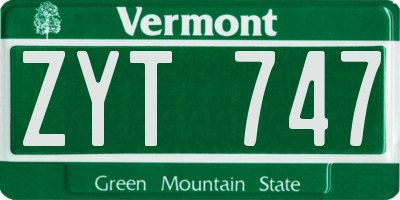 VT license plate ZYT747