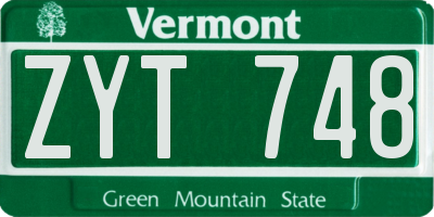 VT license plate ZYT748