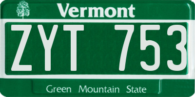 VT license plate ZYT753