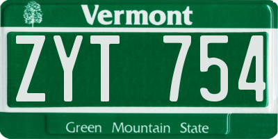 VT license plate ZYT754