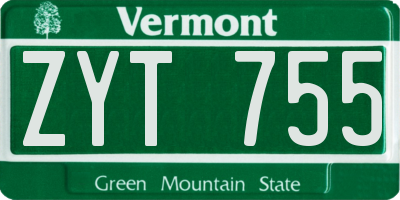 VT license plate ZYT755