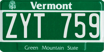 VT license plate ZYT759