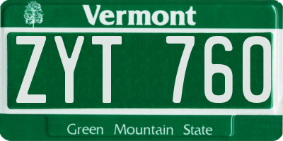 VT license plate ZYT760