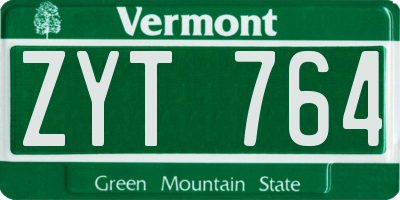 VT license plate ZYT764