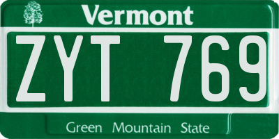 VT license plate ZYT769