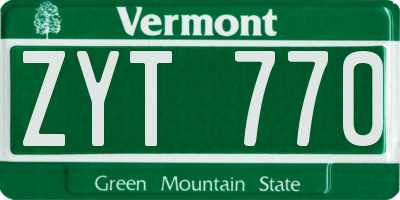 VT license plate ZYT770