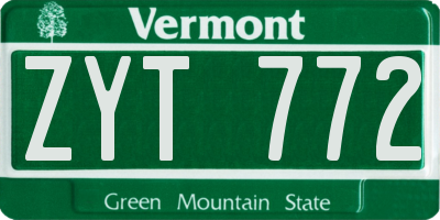 VT license plate ZYT772