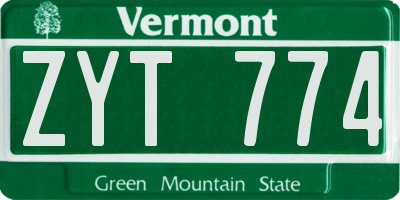 VT license plate ZYT774