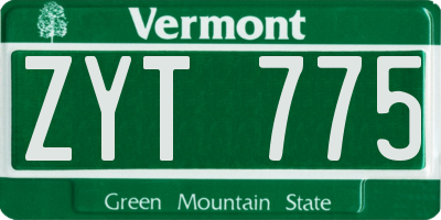 VT license plate ZYT775
