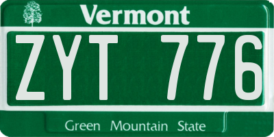 VT license plate ZYT776
