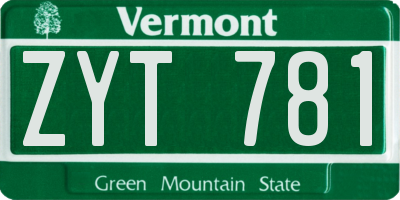 VT license plate ZYT781