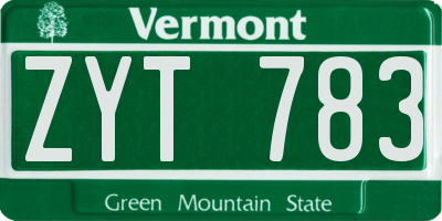 VT license plate ZYT783