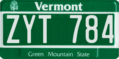 VT license plate ZYT784