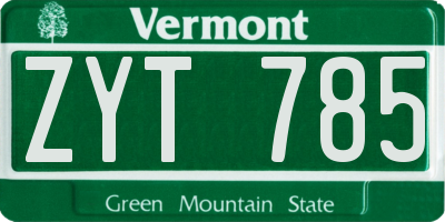 VT license plate ZYT785