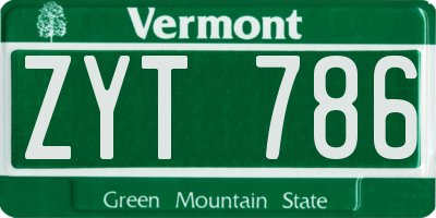 VT license plate ZYT786