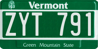 VT license plate ZYT791
