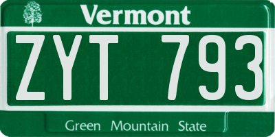 VT license plate ZYT793