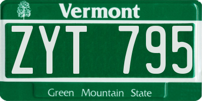 VT license plate ZYT795