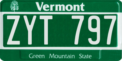 VT license plate ZYT797
