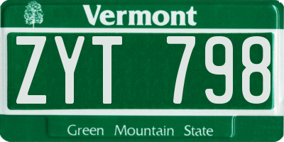 VT license plate ZYT798