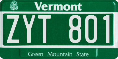 VT license plate ZYT801