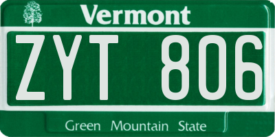 VT license plate ZYT806