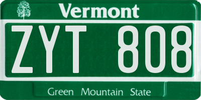 VT license plate ZYT808