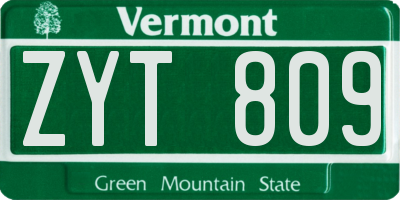 VT license plate ZYT809
