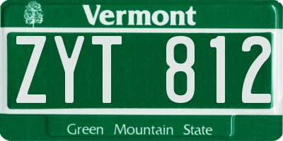 VT license plate ZYT812
