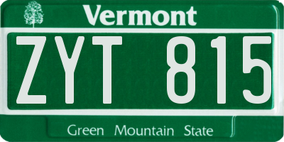 VT license plate ZYT815