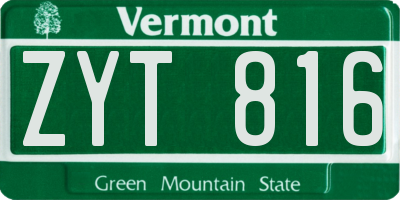 VT license plate ZYT816