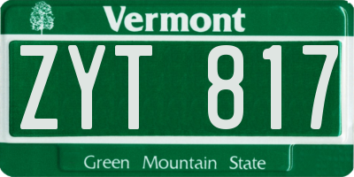 VT license plate ZYT817