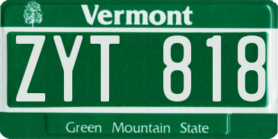 VT license plate ZYT818