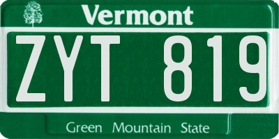 VT license plate ZYT819