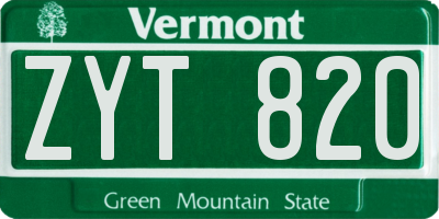 VT license plate ZYT820